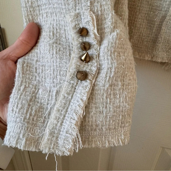 Lovers + Friends x Because I’m Addicted REVOLVE Tweed Stud Jacket Cream ASO - Picture 13 of 14